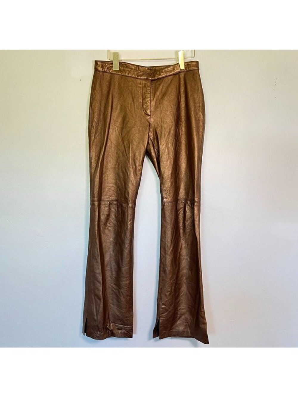 Vintage Laundry Shelli Segal Leather Pants Copper Bootcut 8 Buttery Soft Chic - Picture 3 of 16